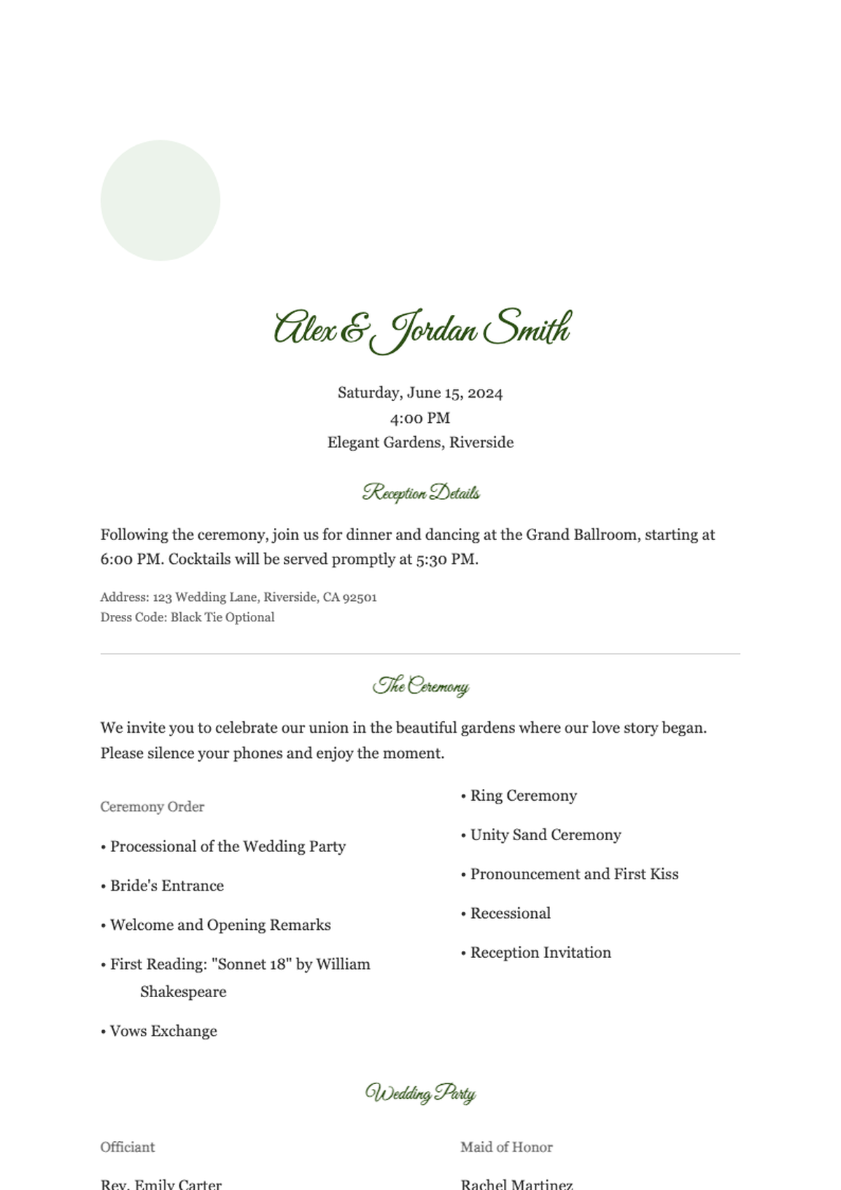 Elegant wedding ceremony program with floral watercolor design_variant_3